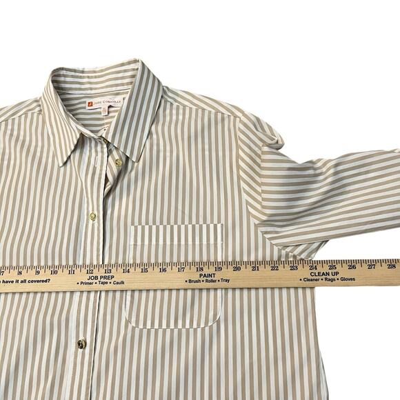 Jude Connally Kimber Button Down Tunic Top XL Long Sleeve Striped Sand Cotton - Picture 8 of 9